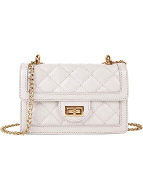 Women's White Small Quilted Imported Cross Body Mini Shoulder Bag Purse
